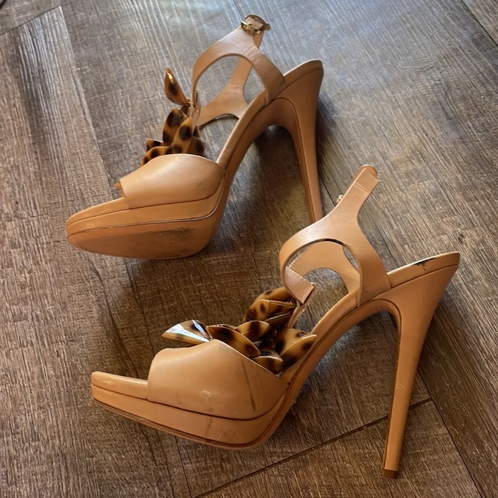 Casadei leather beaded strap heels